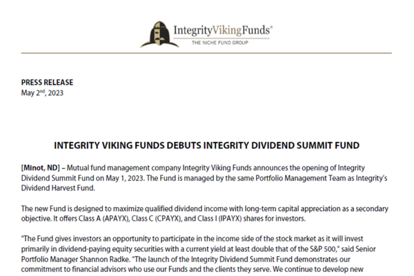 Press Release: Integrity Dividend Summit Debut